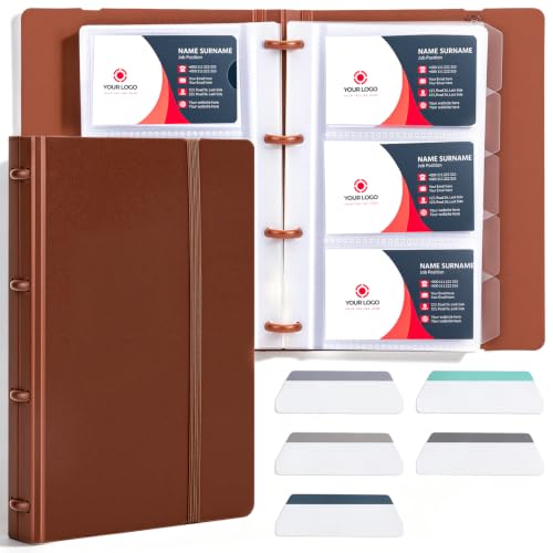 Image of deli Business Card Book Holder, Business Card Organizer, Brown