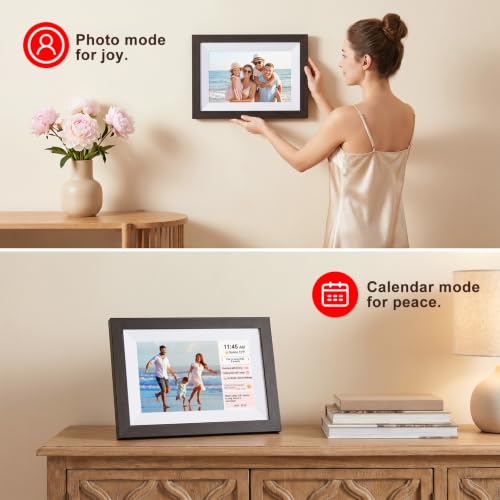 Digital Picture Frame, 10.1" Frameo Digital Frame WiFi with 1280x800 HD IPS Touch Screen, Auto-Rotate, Wall Mountable, Instant Share Photos & Videos from Phone via App, Brown Wood - image 5