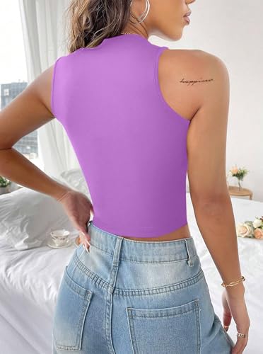 Image of LovelyWholesale Women Sexy Cut Out Crop Tank Tops Crew Neck Summer Sleeveless Top