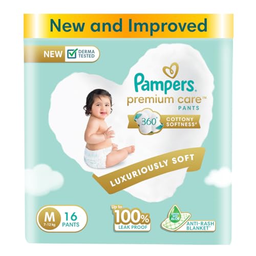 Image of Pampers Premium Care Pants, Medium size baby diapers (MD), 16 Count, Softest ever Pampers pants