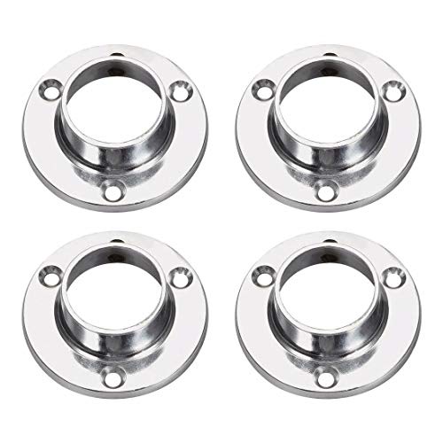 Socket End Support, 4PCS Wardrobe Rail Rod Round Tube End Flange Sockets Zinc Alloy For Display Stands/25mm