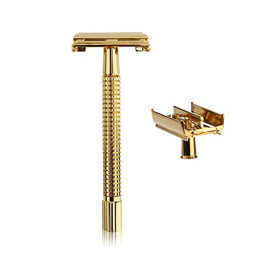 Ashey Razor Safety Razors, Adjustable Razor Butterfly Open Safety Razors Men's Shaving Barber Shaver Long Handle, and Design Inches, Long Handle Double Edge, Stainless Steel Edge Safety Razor