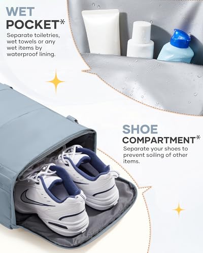 Image of coofay Large Travel Backpack For Women Men Airline Approved Carry On Backpack Flight Approved Waterproof Sports Luggage Backpack Casual Daypack Hiking Backpack Grey Blue