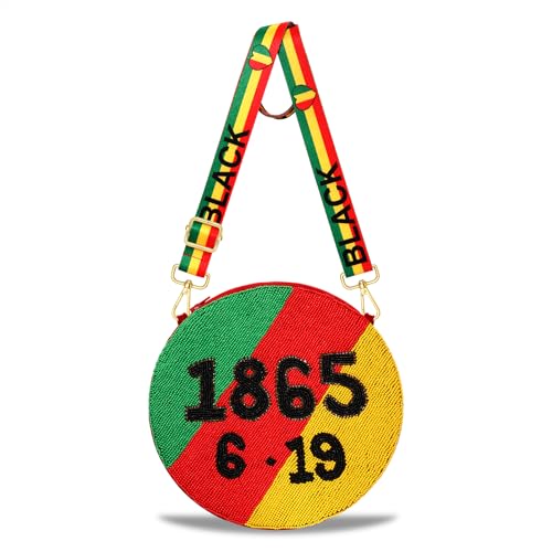 Image of Juneteenth Purse for Women Beaded Afro Freedom Crossbody Purse Shoulder Bag Black History Month African Outfit Gift