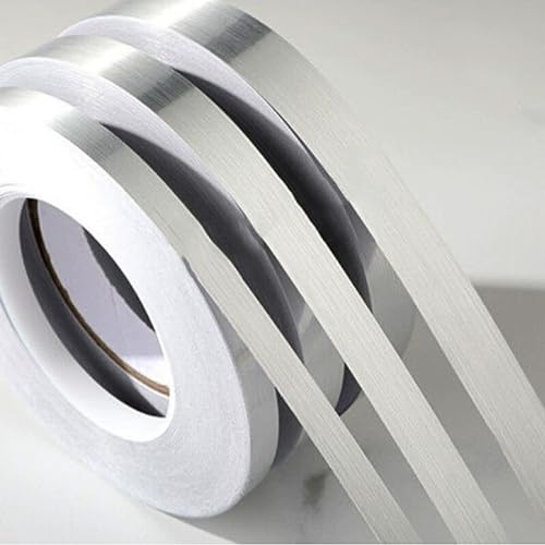 TITKBOW Cinta Adhesiva Decorativa Colores (50M) Gráfica Artística Embellecedor Encimera Cocina Adhesivos Pared Decorativos Metálica de Espejo DIY De Paredes,Cocina,Baño(20mm,Plata)