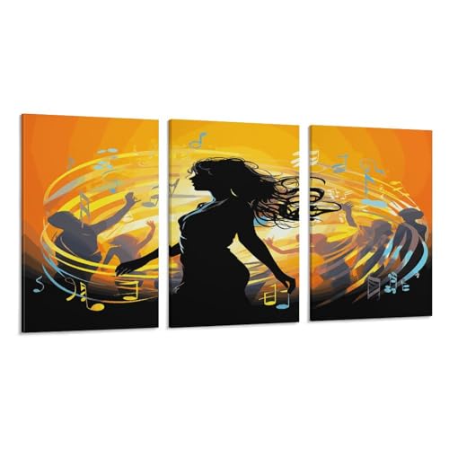 Toile murale suspendre verticale 3 panneaux design musique de danse