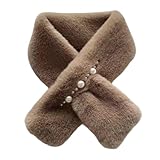 AOYEAH Bufanda cruzada mullida de la piel del conejo de las mujeres, Bufandas de invierno cálido collares, Pañuelo para el cuello chica a prueba de viento Snood