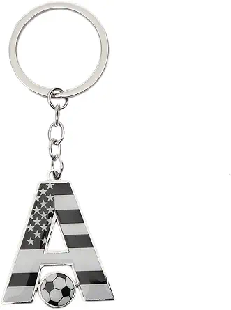 Bag Charms Initial A-Z Letter Keychain Bag Charm Soccer Keychain for Handbags Sports Bag