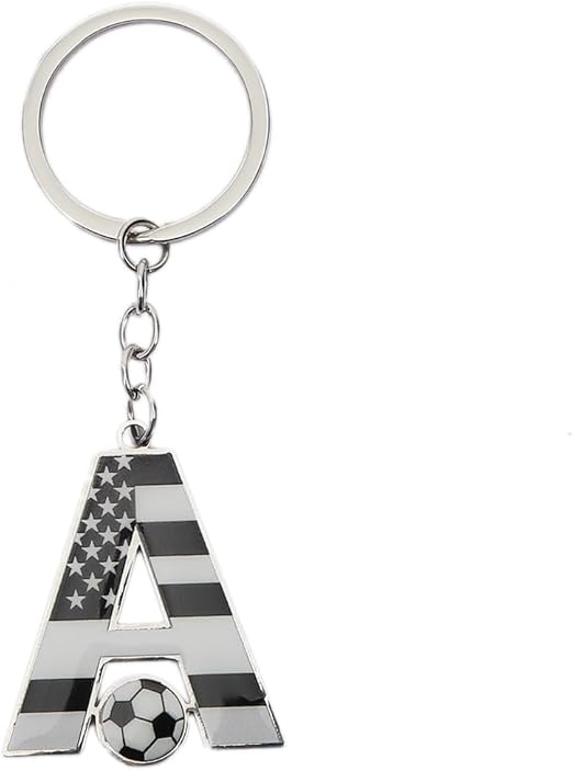 Bag Charms Initial A-Z Letter Keychain Bag Charm Soccer Keychain for Handbags Sports Bag