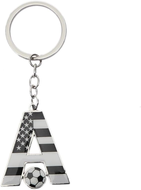 Bag Charms Initial A-Z Letter Keychain Bag Charm Soccer Keychain for Handbags Sports Bag