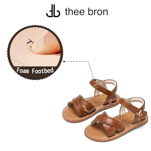 Image of THEE BRON Toddler Girls Sandals Wedding Flower Girl Dress Shoes Open Toe Flats