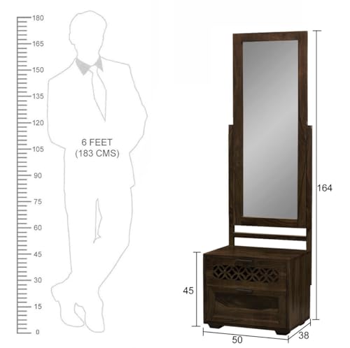Image of The Attic Ambient Dressing Table Walnut for Bedroom|Solid Wood|Walnut Matte Finish