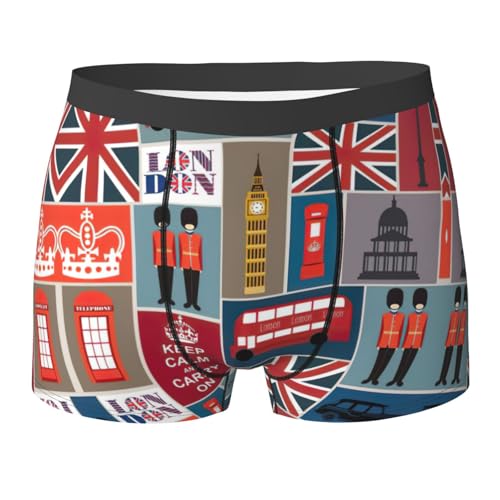 England Symbols Print Soft Briefs Men Breathable Stretch Underwear for All Day Comfort