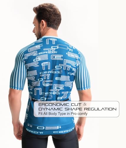 CEROTIPOLAR Training Fit Men Cycling Jersey Bike Shirts UPF50+,PRO Dry Fit Light Weight Fabric