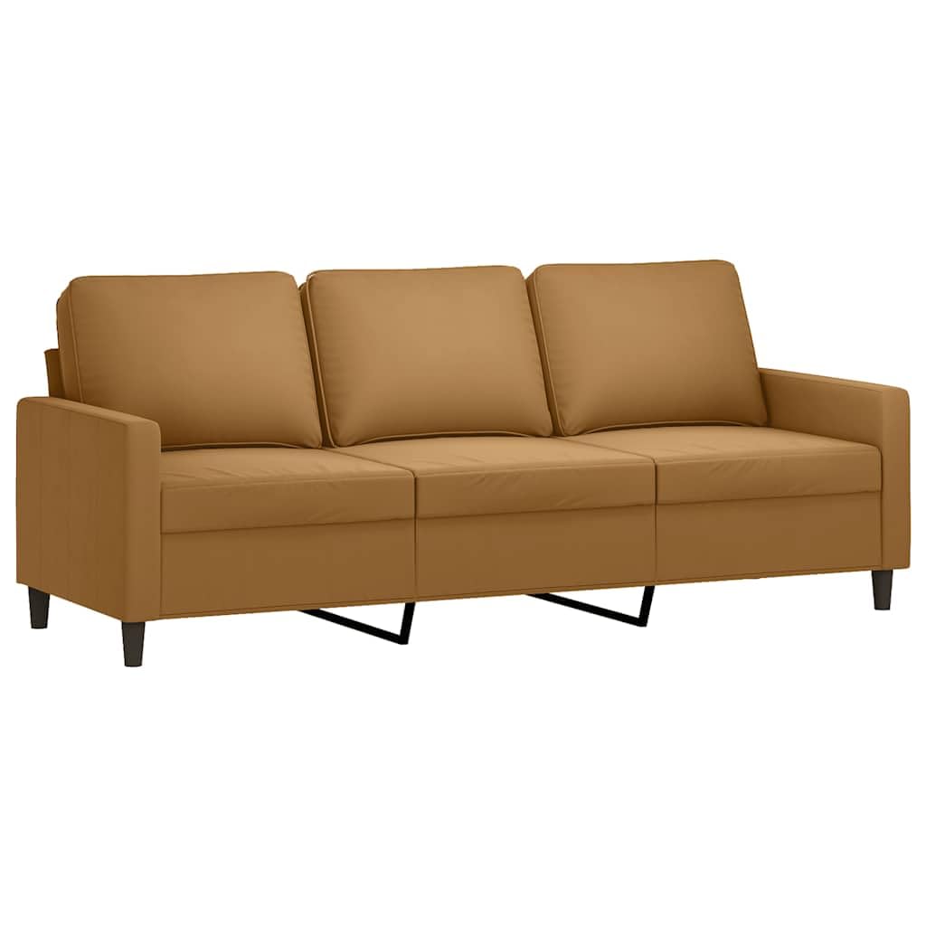Juego de 4 sofás de terciopelo marrón – Moderno juego de sofá incluye 3 plazas, 2 plazas, sillón y reposapiés con 6 cojines – Elegante conjunto de sofá para salón y salón