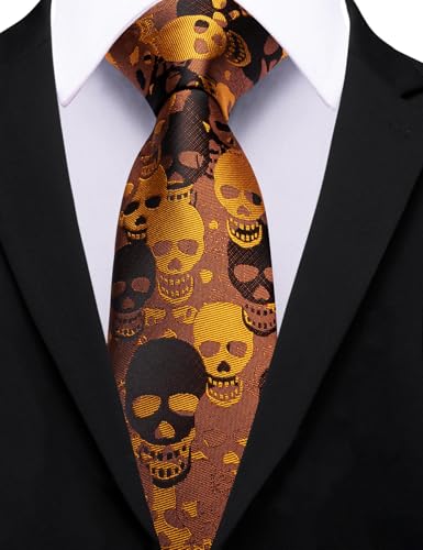 Image of Barry.Wang Silk Ties for Men Fun Necktie and Tie Clip Set for Wedding Party Business Formal Extra Long