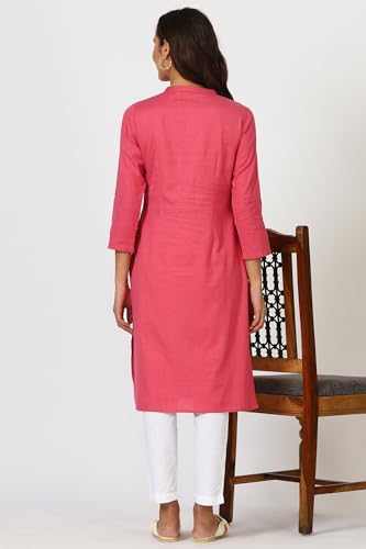 Image of W for Woman Lilac Mandarin Collar Cotton Blend Straight Kurta