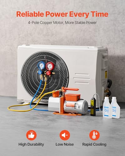 Bomba de Vacío HVAC VEVOR 7 CFM 3/4 HP con Manómetro miniatura 3