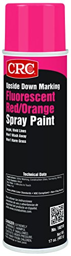 CRC Upside Down Marking Spray Paint, 17 oz Aerosol Can, Fluorescent Red/Orange