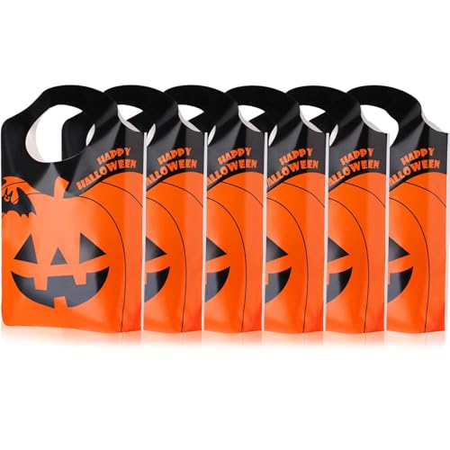 BOAO Halloween Tote Bags Jack-O-Lantern Pumpkin Candy Bags Trick Goody Bags for Halloween Party Favors Supplies(50 Pieces)