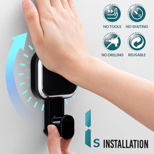 Image of TAILI 4 Pack Powerful Suction Cup Shower Hooks for Towel, Loofah, Clothes, Damage Free Hanging Versatile Utility Wall Holders, Stylish Removable Suction Hooks for Inside Shower, Easy to Install, Black