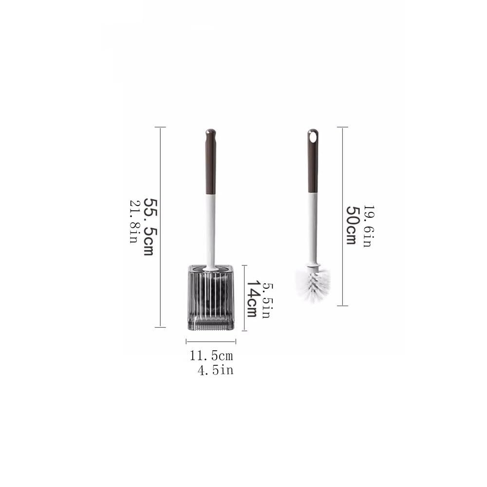 Escobilla de Baño Juego de portaescobilla de baño gris transparente, Base con orificios de ventilación, soporte de cepillo de plástico, cepillo de baño montado en la pared Escobillas de Inodoro
