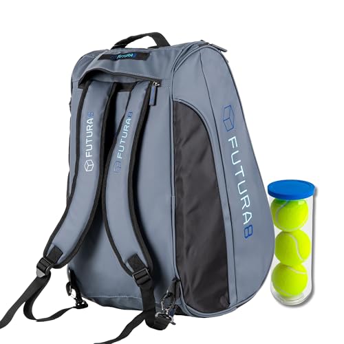 FUTURA8 Sac de Padel Grande capacité – Rangement 4 Raquettes – idéal pour vêtements, Chaussures et balles – Homme et Femme – Sac à Dos Padel Robuste et Polyvalent
