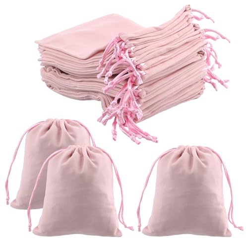 Dokeno 20 bolsas para joyas, bolsa de terciopelo, bolsas de terciopelo con cordón, bolsas de terciopelo suaves para joyas, bolsas de regalo para banquetes para bodas, fiestas, regalo 12 x 15 cm (rosa)