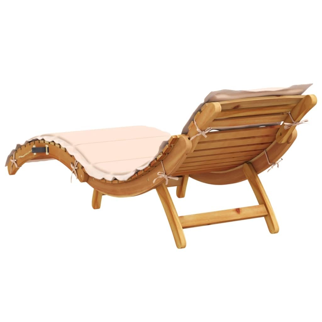 vidaXL Lettino Prendisole con Cuscino Beige in Legno Massello di Pino, lettino, lettino da giardino, arredo da giardino, lettino da esterno
