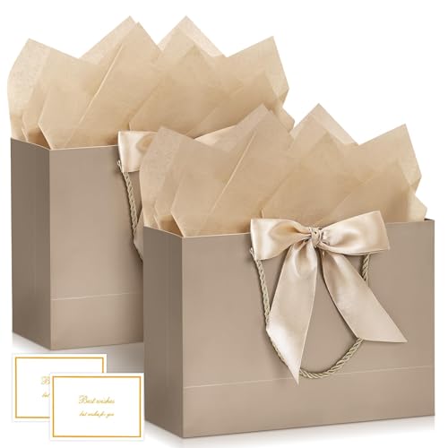 BBLIKE Bolsas de regalo con asa, 2 bolsas de regalo, 2 tarjetas de felicitación, 4 papeles Sydney, bolsas de papel con asa, envoltorio de regalo para regalo, cumpleaños, celebración, boda (color