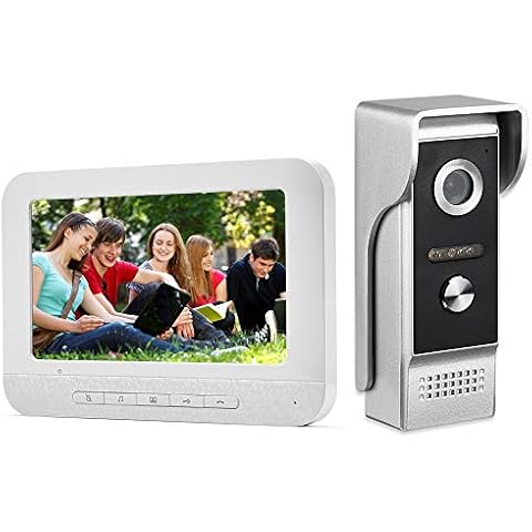 AMOCAM Video Intercom System, 7 Inche Monitor Wired Video Door Doorbell Kit, Outdoor IR Camera Door Intercom, Support Monitoring, 2-Way Intercom Unlocking for Home Cover