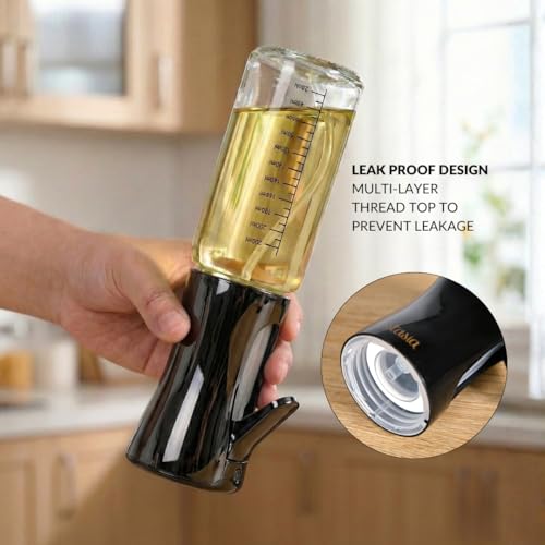 Image of Nestasia Glass Oil Sprayer Bottle for Kitchen (220ml) - 100% Food-Safe Vinegar & Olive Oil Spray Bottle for Healthy Cooking, Salad Dressing, Air Fryer, BBQ & Grilling (Black)