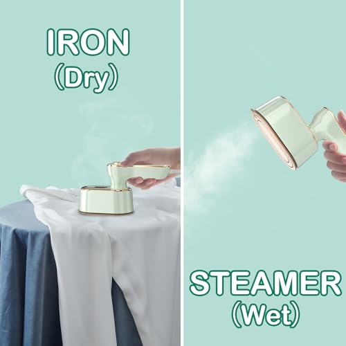 Image of Travel Steamer Iron for Clothes Mini - Portable Ironing Machine Travel Small Size Portable Steamer Travel College Dorm Home Essentials (MintGreen)