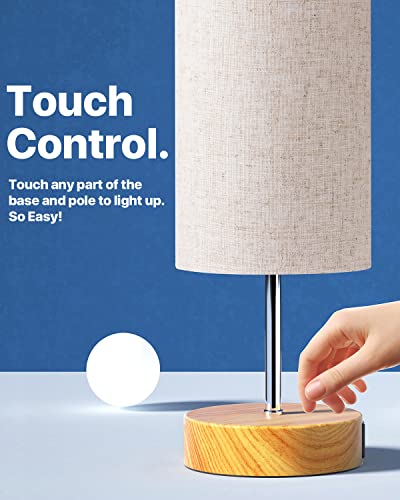 image for Berusd Bedside Lamp Touch Control Table Lamp with USB A+C Charging Por