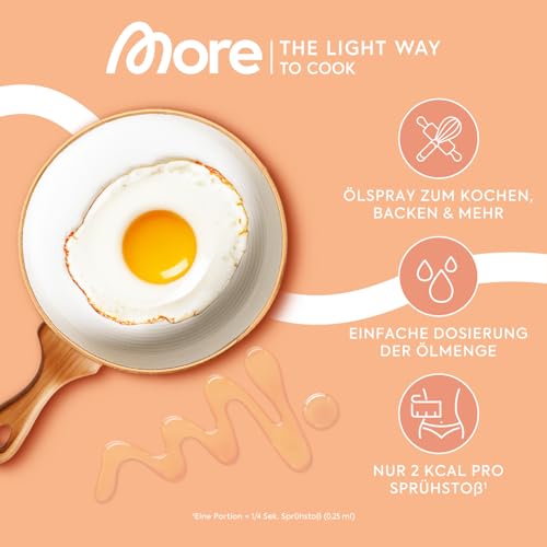 MORE 2 Kalorien Ölspray, normal, 4 x 800 Sprühstöße, Spray zum Braten, Backen & Grillen
