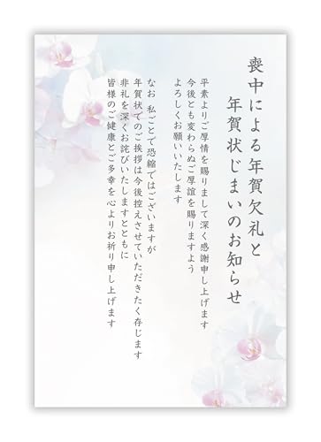 喪中はがき 10枚【年賀状じまい文/詳細記入不要】私製はがき インクジェット対応【フチなし全面プロ仕上げ】パピレイMOJ-601