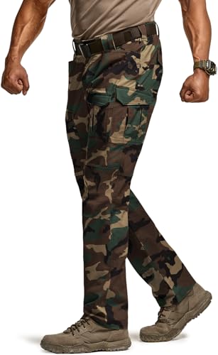 Image of CQR Men's Flex Ripstop Tactical Pants, Water Resistant Stretch Cargo Pants, Lightweight EDC Hiking Work Pants