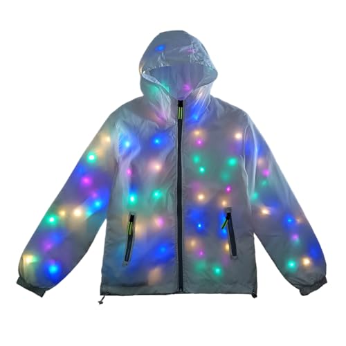 YNYW Chaqueta unisex con luz LED flash para hombre y mujer, chaleco para fiesta, Navidad, disfraz al aire libre (chaqueta, XL)