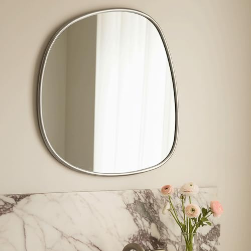 Image of TEHOME Asymmetrical Irregular Shaped Antiqued Silver Foil Asymmetrical Accent Mirror Irregular Bathroom Wall Mirror