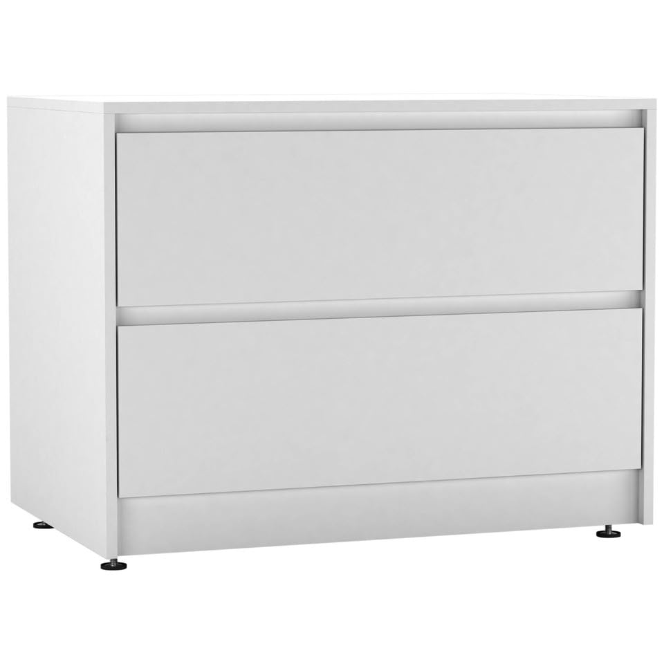 URBNLIVING 2 Drawer Chest Cabinet with Adjustable Feet, Modern Engineered Wood Dresser Unit with Smooth Glide Drawers, Compact Sideboard for Bedroom, Living Room, or Hallway Storage