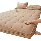 Gesteppter Matratzenschoner, weiches, elastisches, wasserdichtes Spannbettlaken mit TPU-Schicht, Anti-Pilling-Bettwäsche for Matratzenauflagen mit 4 bis 12 Zoll(Brown,180 * 220cm)