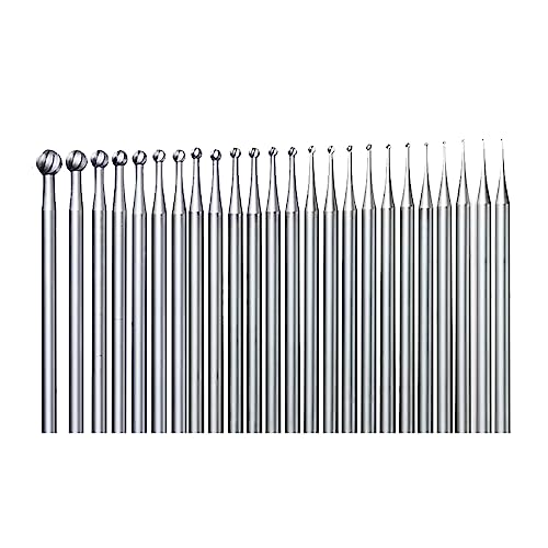 Luo ke 24 Pcs Round Ball Burr - 3/32'' Shank Ball Shape Jewelry Cutting Burs Lapidary Carving/Engraving Tools