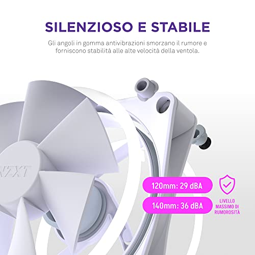 Image of NZXT F120 RGB Duo - 120mm Dual-Sided RGB Fan - 20 Individually Addressable LEDs - Balanced Airflow and Static Pressure - Fluid Dynamic Bearing - PWM Control - Anti-Vibration Rubber Corners - White