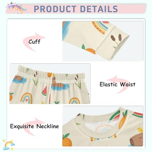 Pajama Sets Long Sleeve Cute Animals and Fruits Soft Comfy Sleepwear 2 Piece PJS 3-8T4