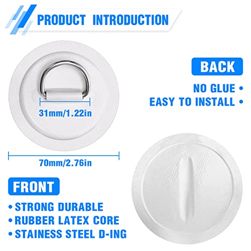 Funwater 6 Pcs Pvc D-Ring And 3.5M Patch Elastic Rope Set Stainless Steel Accessories Fastening Webbing Adjustable Repairing Bag Diy Projects For Stand Up Paddle Board #TOP1