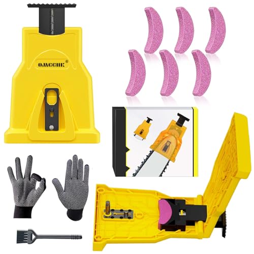 OMCCHK Chainsaw Teeth Sharpener Universal Chainsaw Sharpener with 6 Fast Sharpening Stones Portable Chainsaw Blade Sharpener Chain Saw Sharpener Tool for 12 - 22