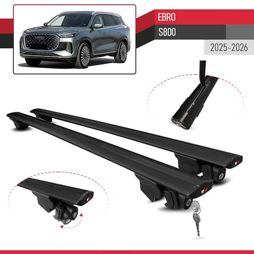 Barras de techo auto portaequipajes Ebro S800 2025-2026 en color negro de aluminio Hook 4