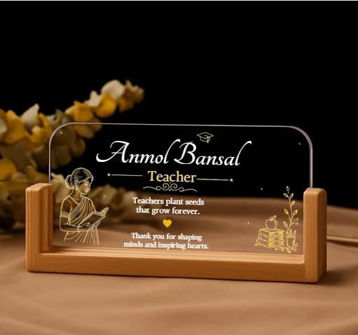 Image of Designation, Personalised LED Name Gifts, 3D Illusion Lamp Gift for Doctor,Teacher Office Laser Cut Material Acrylic Transparent (Teacher Design 2)