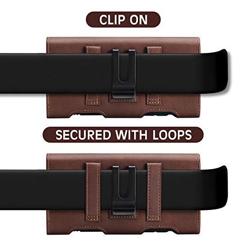 Becplt Galaxy S20 Ultra 5G Holster Case,Leather Galaxy Note 10+ Plus Belt Clip Holster Pouch Carrying Sleeve With Id Card Holder For Galaxy S20 Plus Galaxy A20S A71 Note 9 Note 8 Lg Stylo 5 (Brown) #TOP3