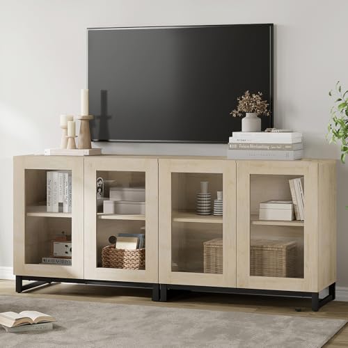 WAMPAT TV Cabinet with Glass Doors